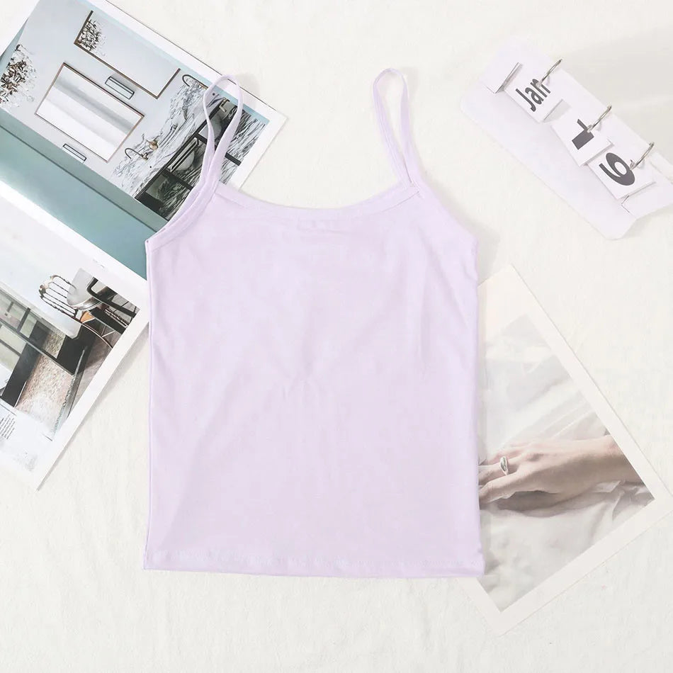 Triana Solid Color Cotton Breathable Underwear Vest Girls Anti Exposure
