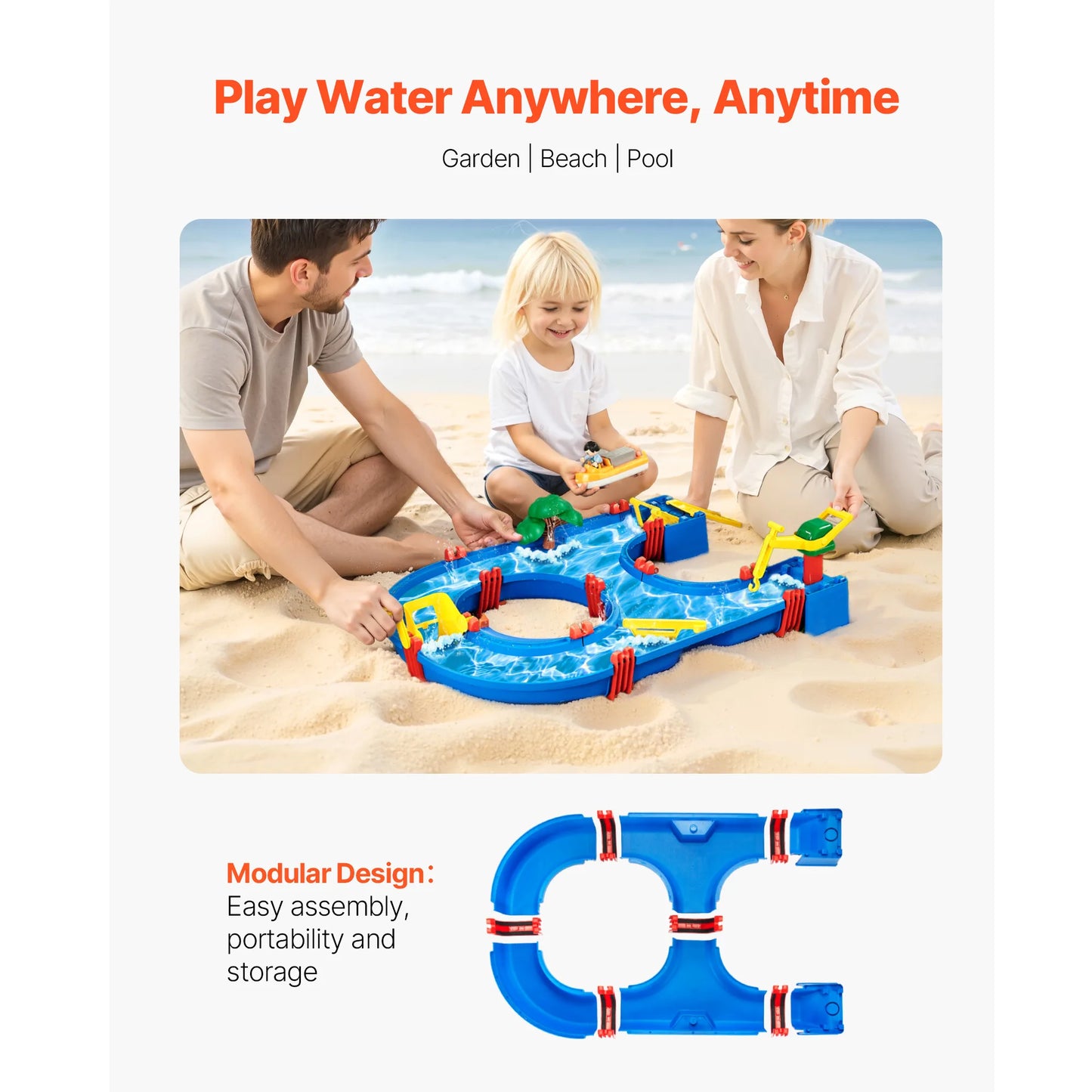 SucceBuy Water Play Table Children's Outdoor Beach Toy with 39PCS