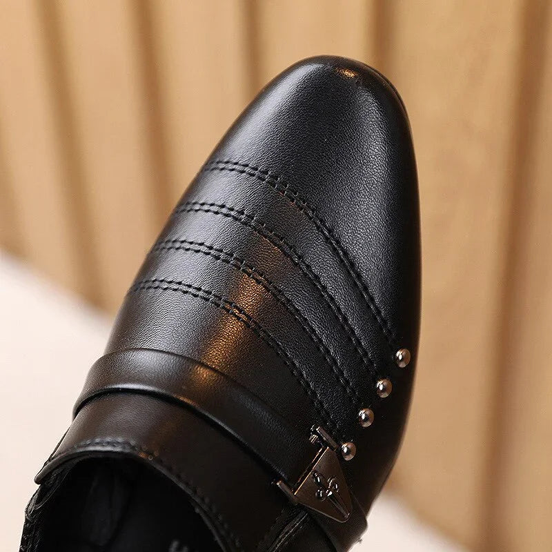 Boys Toddlers Fashion Children Leather Kids Formal Shoes For Wedding Show Stage British Style Pointed Toes-30 21 - GuGuTon