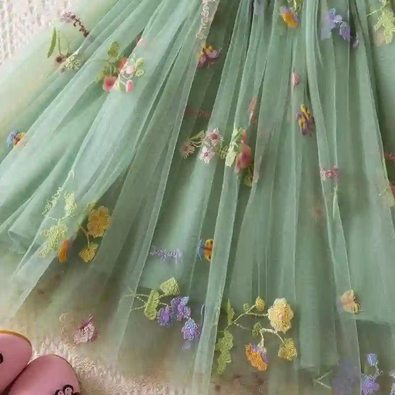 Skye Girls Summer Floral Dress with Bow and Embroidery