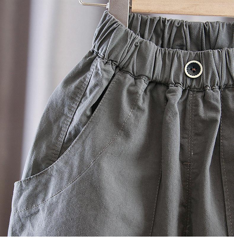 New Loose England Style Spliced Pocket Cotton Harem Wide Leg Trousers