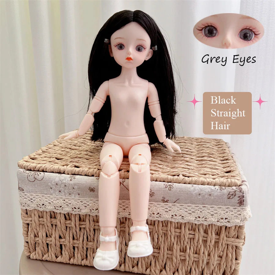 BJD Doll Nude Haploid Multiple Removable Joints 30cm 1/6 3D Grey Green Purple Blue Attractive Eyes Doll Girls Birthday Gift Toy