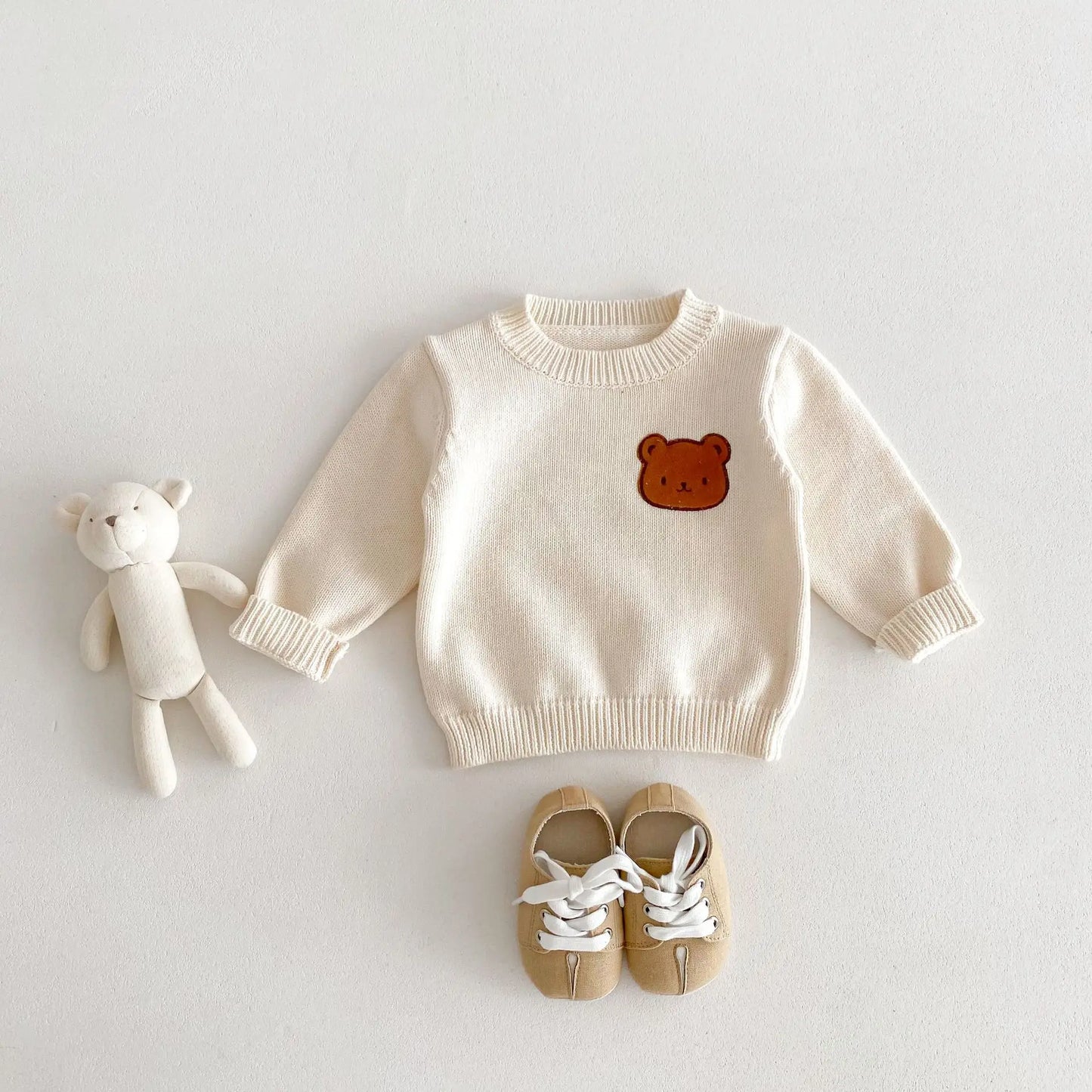 Ronny Cartoon Bear Patched Sweater
