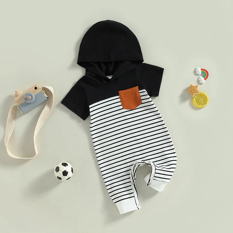 Noriel Baby Boys Romper Sleeve Striped Summer Jumpsuit