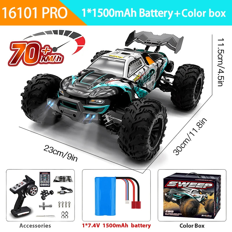 1:16 70KM/H Or 50KM/H 4WD RC Car With LED Remote Control Cars High Speed Drift Monster 4x4