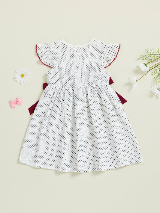 Toddler Girl Sleeveless Ruffle Dress with Round Neck and Polka Dot Print A-Line Summer Dress for Baby Girl Cute Casual Dress