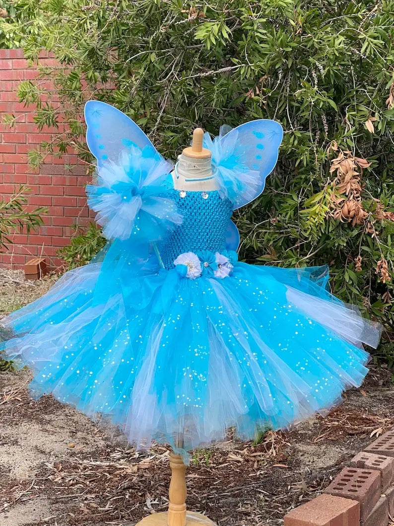 Laila Girls Flower Fairy Dress with Butterfly Wings for Parties