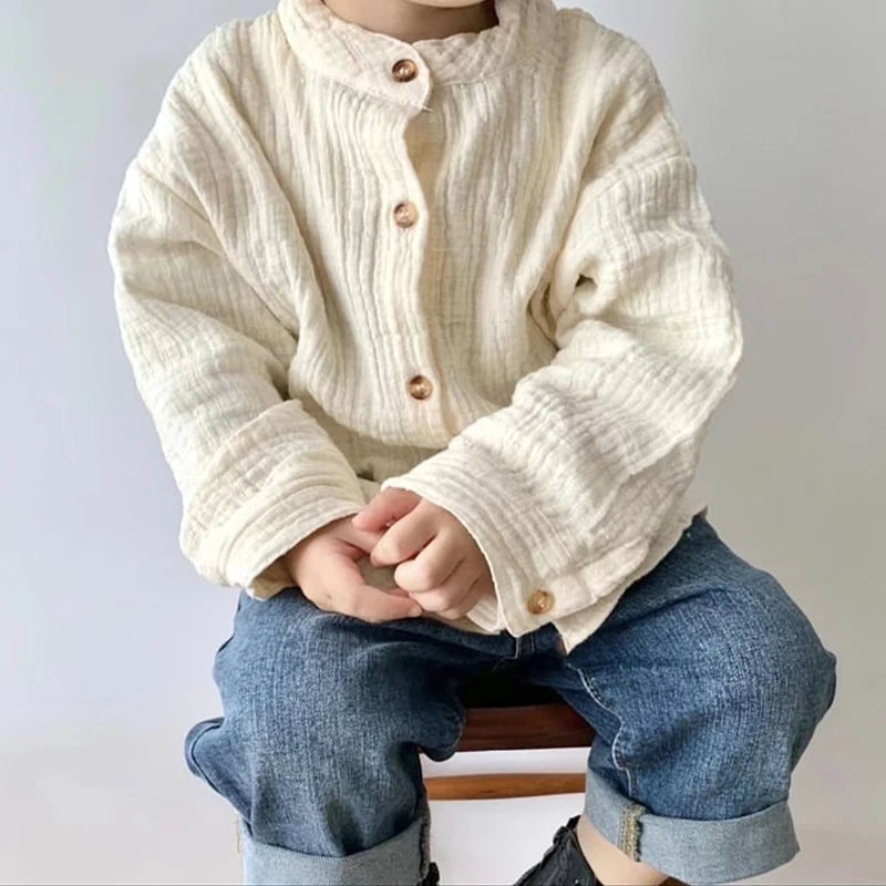 Neji Casual Stand-Up Collar Button Boys Shirt Tops