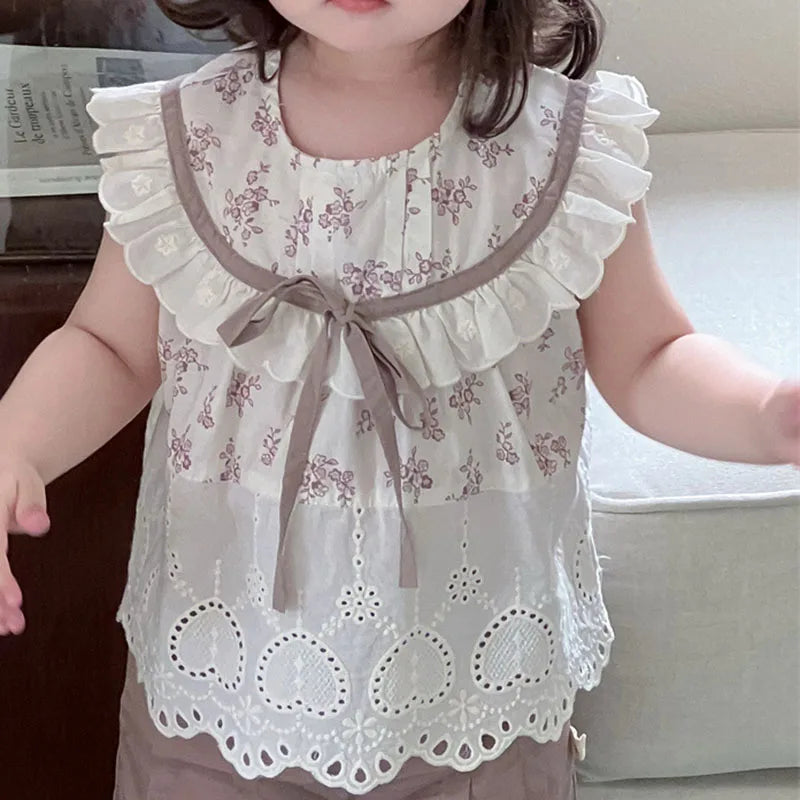 Jenny Floral Lace Toddler Hollow Tops