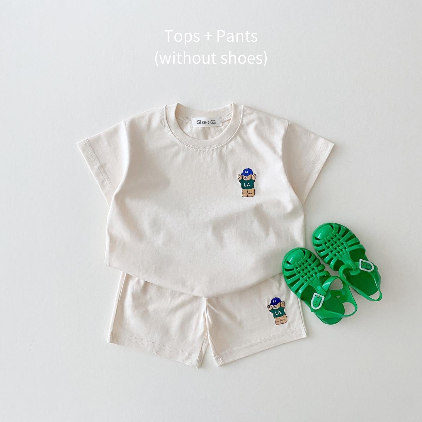 JOSH Summer Embroidered Bear T-shirts + Casual Shorts - GuGuTon