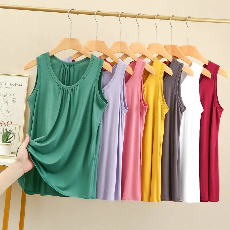 Sophia Tops Loose Folds Summer women Modal sleeveless