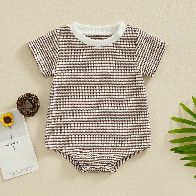 Darlin Baby Boy Summer Romper Colors Solid Striped Waffle