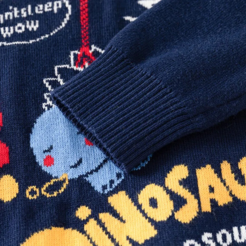 Valentino Thickened Dinosaur Car Print Pullover Sweater