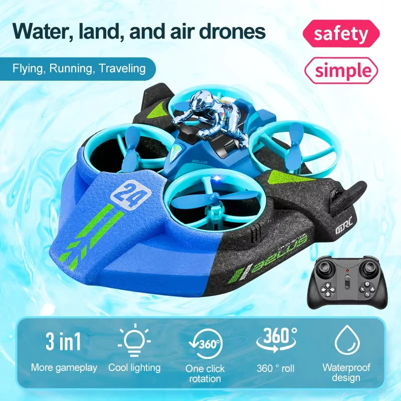 Three-in-One Remote Control Aircraft, Helicopter, Boat, Drift Car
