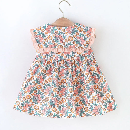 Skye Toddler Girls Floral Dress - Summer Navy Collar Style