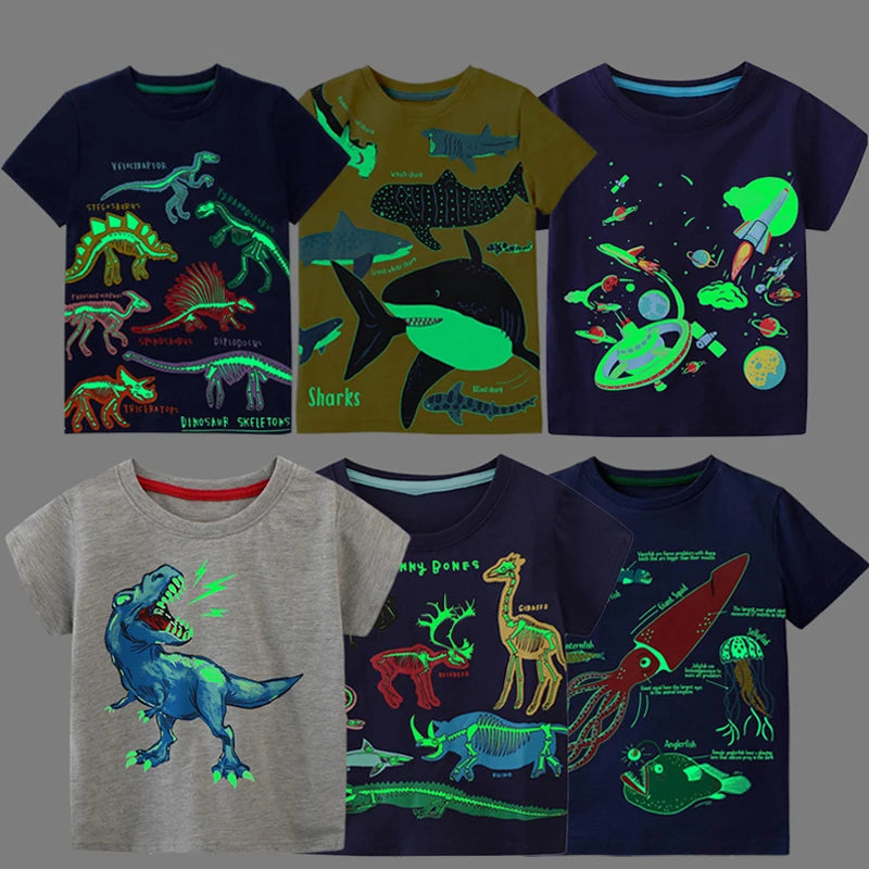 Justin Luminous Dinosaur Animal Cotton Casual Tops