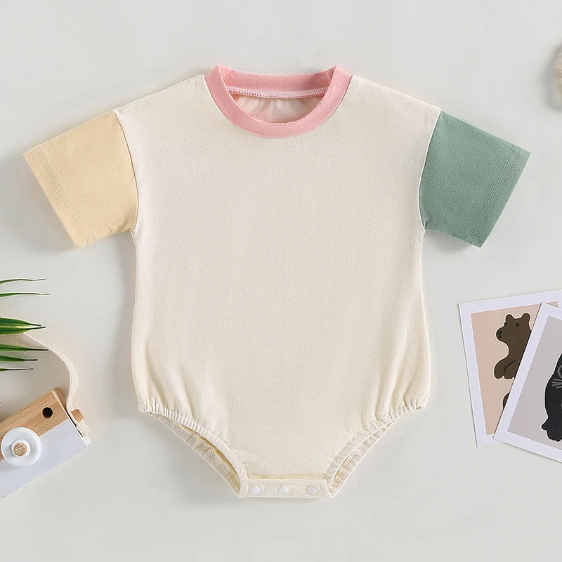 Javier Baby Summer Romper Sleeve Neck Contrast Color