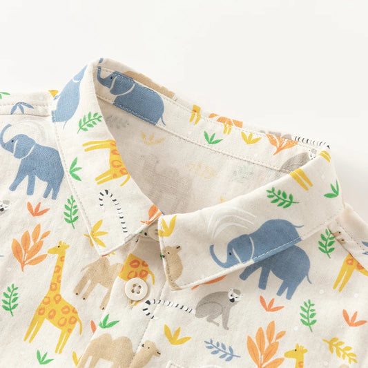 Samuel Short Sleeve Print Cotton Shirt - GuGuTon baby store - Baby Fashion - Toddlers Outfits - Babies Outfits - Toddler Clothes - Kids Clothing - Newborn Clothes - Newborn Wear - Kids Wear - Trending Clothes - Trending Outfits - Fall Fashion - Winter Fashion - Girls Clothes - Boys Clothes - Babies Wear - Kids Accessories - KidsWear - Summer Clothes - Summer Fashion - Summer Trend - Falls Sweaters - Tops - Bottom - Jeans - Blouse - Dresses - Newborn Dresses - Toys