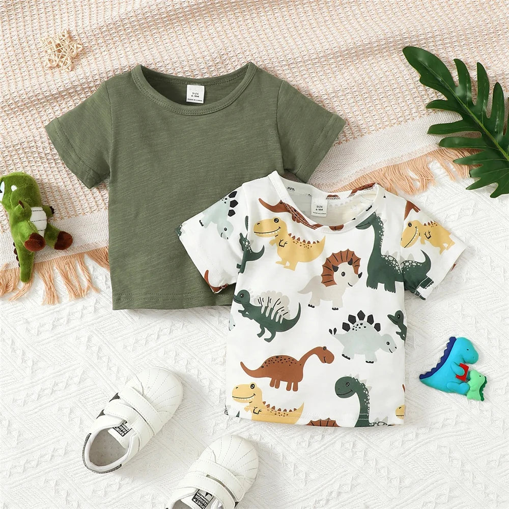 Luca Cute Dinosaur Short Sleeve Casual T-shirt