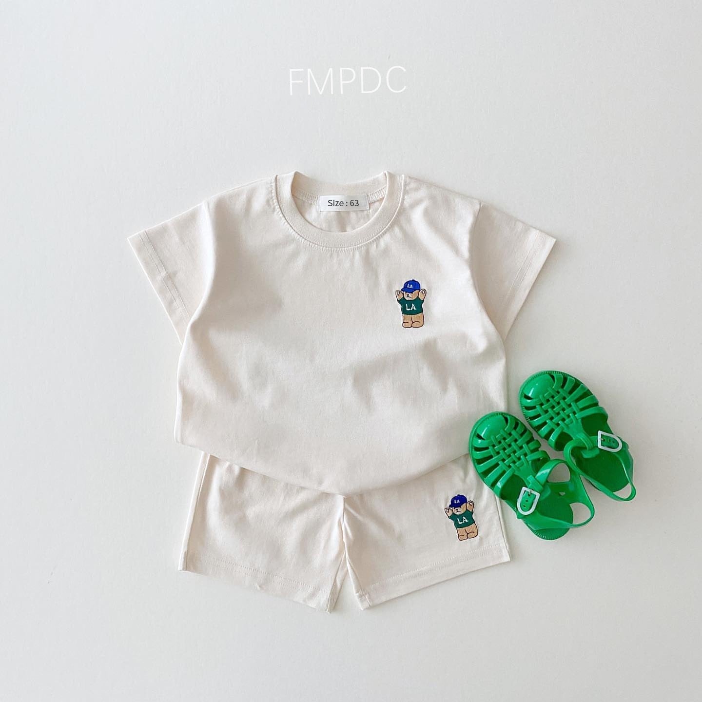JOSH Summer Embroidered Bear T-shirts + Casual Shorts - GuGuTon