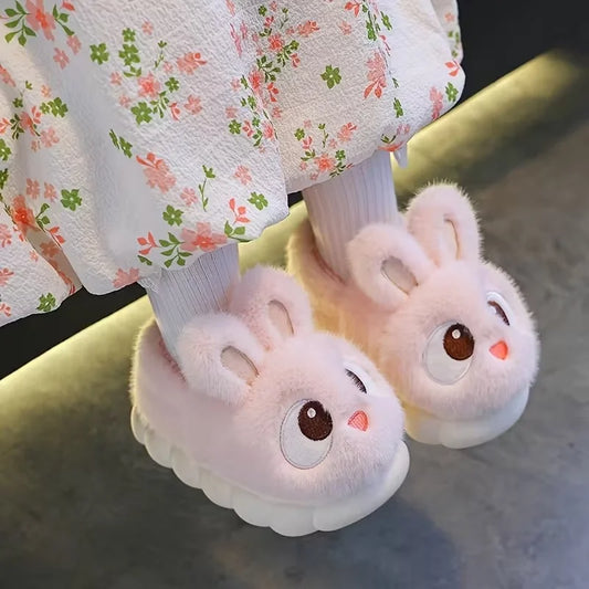 Kids Non-Slip Cotton Slippers with Cute Rabbit Design