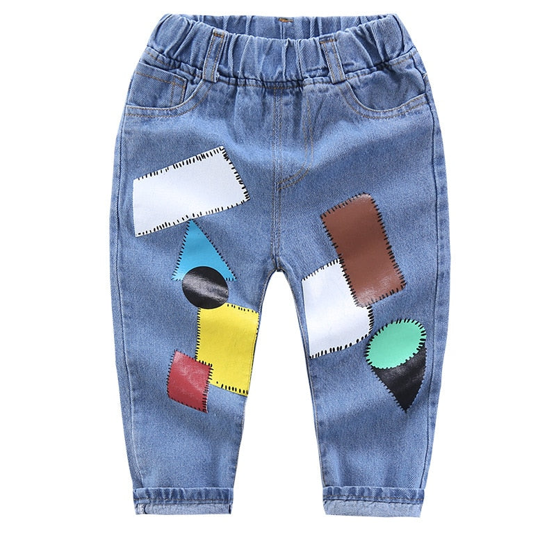 Roswil Children Clothes Cartoon Print Kids Cotton Casual Trousers