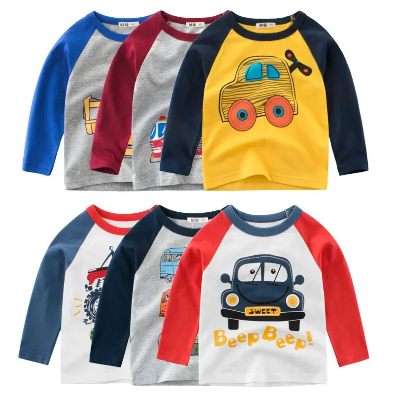 Zahir Cartoon Car Boy's Clothes Long Sleeve Top
