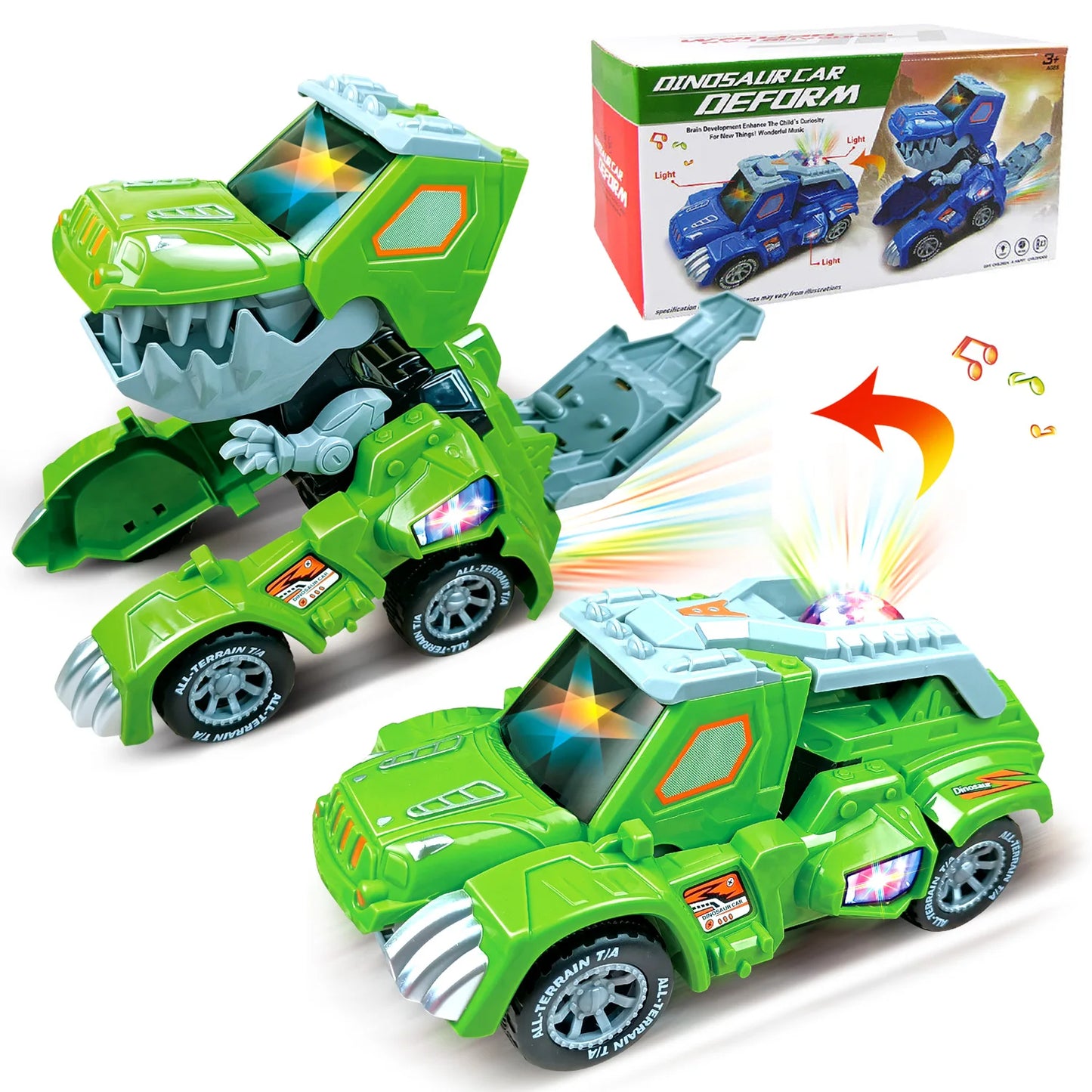 Transforming Dinosaur Car Toy for Kids 4-6 Years