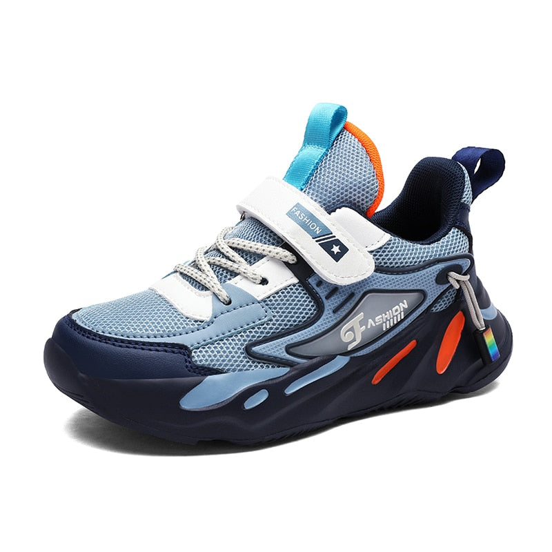 Boys Mesh Breathable Running Sports Kids Flat Casual Shoes Big Size 39 40 - GuGuTon