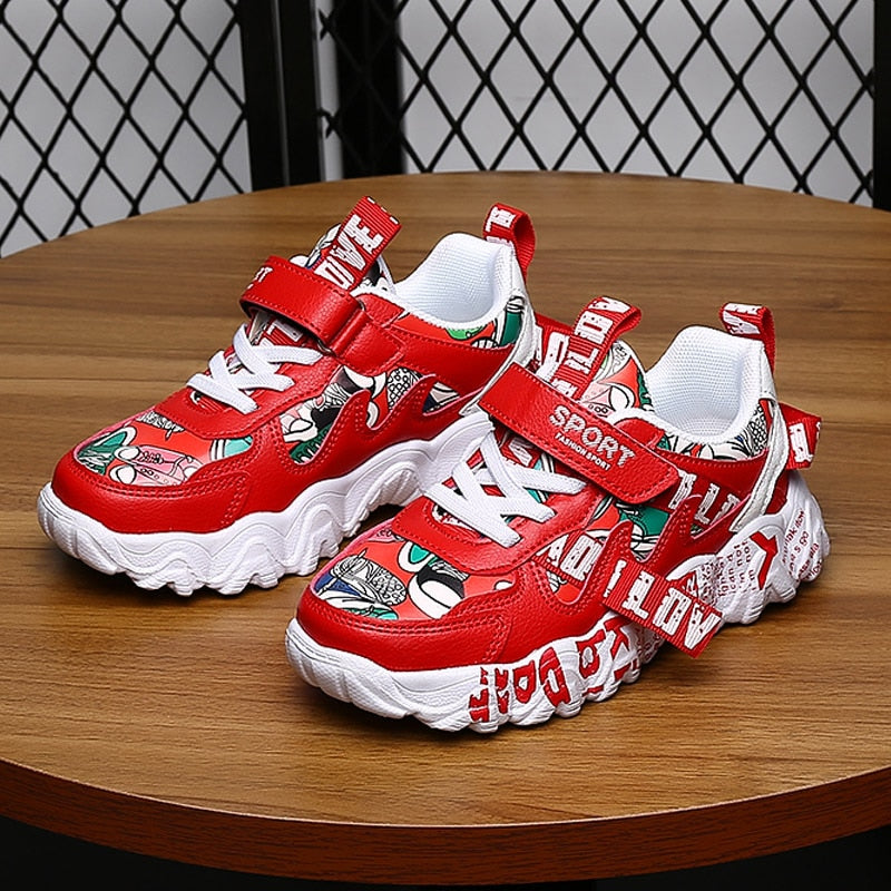 Casual Shoes Girls Boys PU Leather Flats Rubber Sole Toddlers - GuGuTon