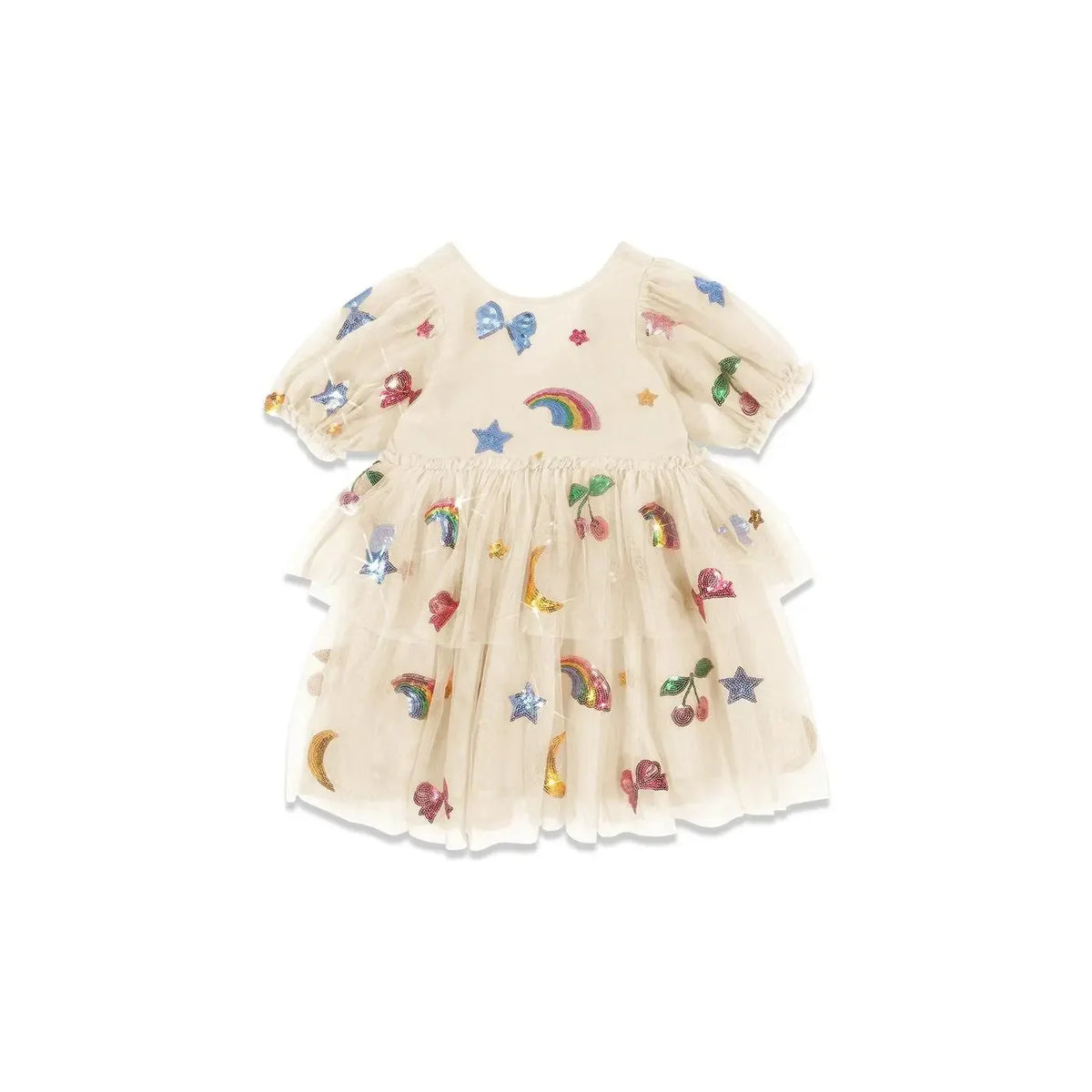 Girls' Dress 2025 Summer Danish New Cute and Fashionable Bow Sequin Princess Dress