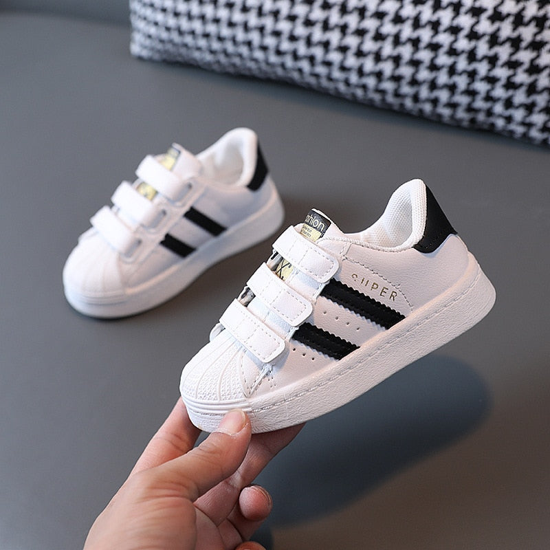 Sneakers Kids Fashion Design White Non-slip Casual Shoes Boys Hook Breathable - GuGuTon