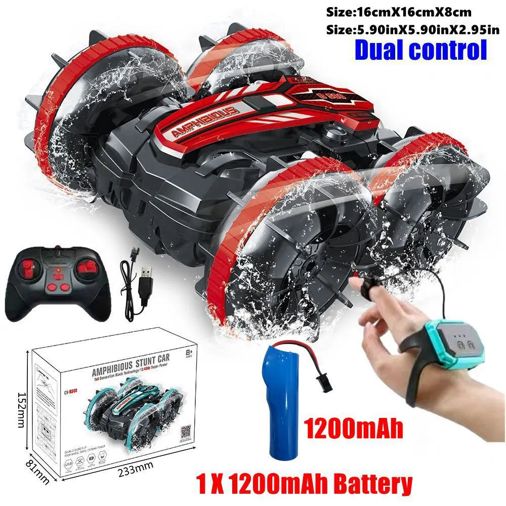 Amphibious RC Car Remote Control Stunt Car 4WD Drift Racing Off Road Waterproof 360° Rotation Stunt Crawler Vehicle Gift Boy Kid