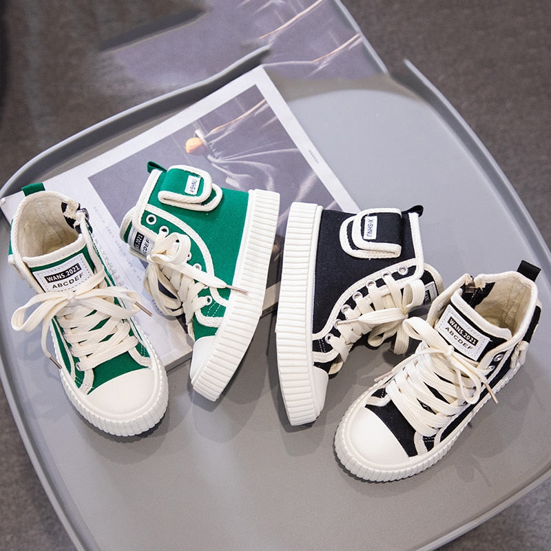 Boys Side Zipper Cute Fashion Children Casual Shoes Platform Simple