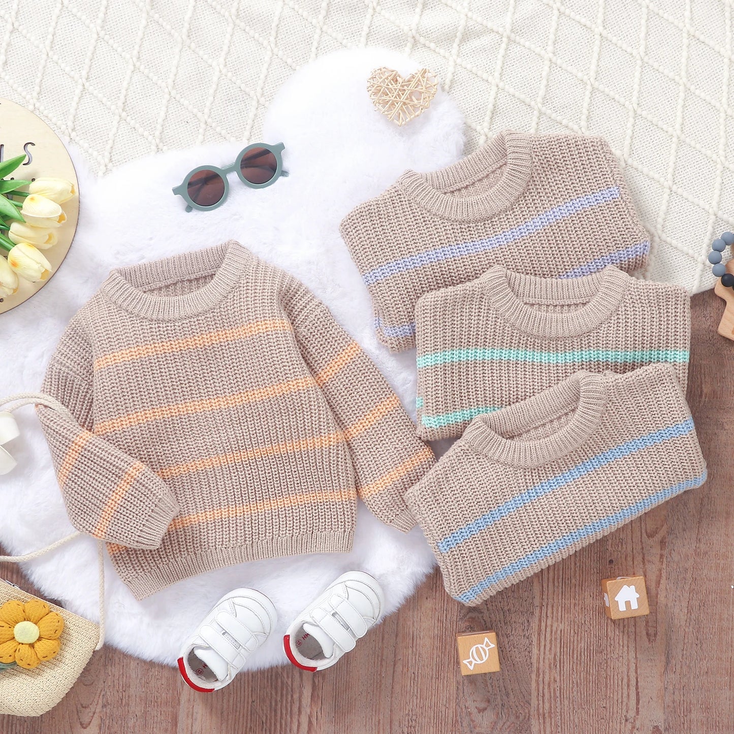 Nabil Striped Newborn Baby Sweater