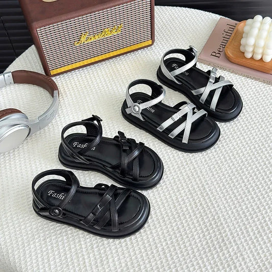 Girls Beach Shoes Bow-knot 2025 Summer Brand New Soft Open Toes Fashion Kids Sandals
