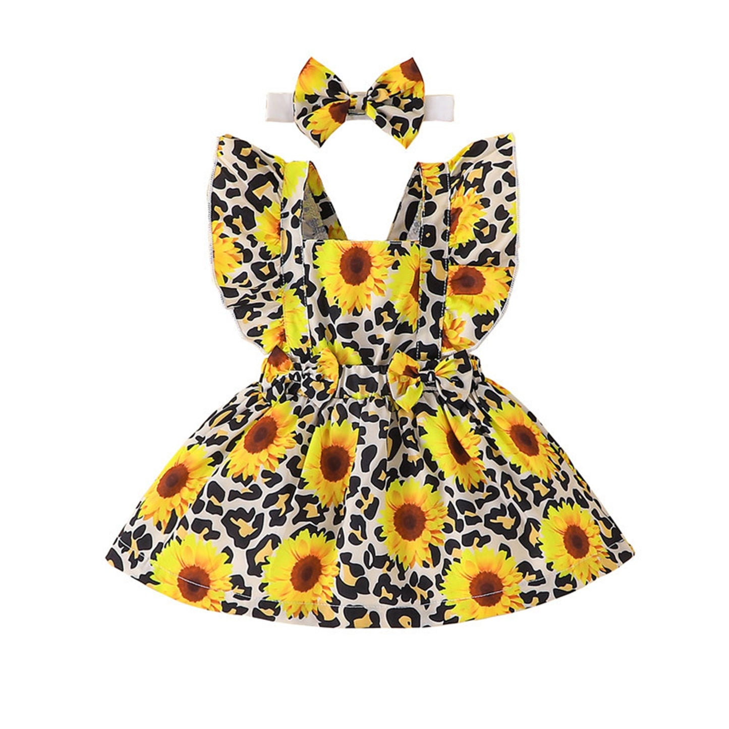 Camila Clothes Girl Dresses Sleeveless Sunflower Print Fashion - GuGuTon