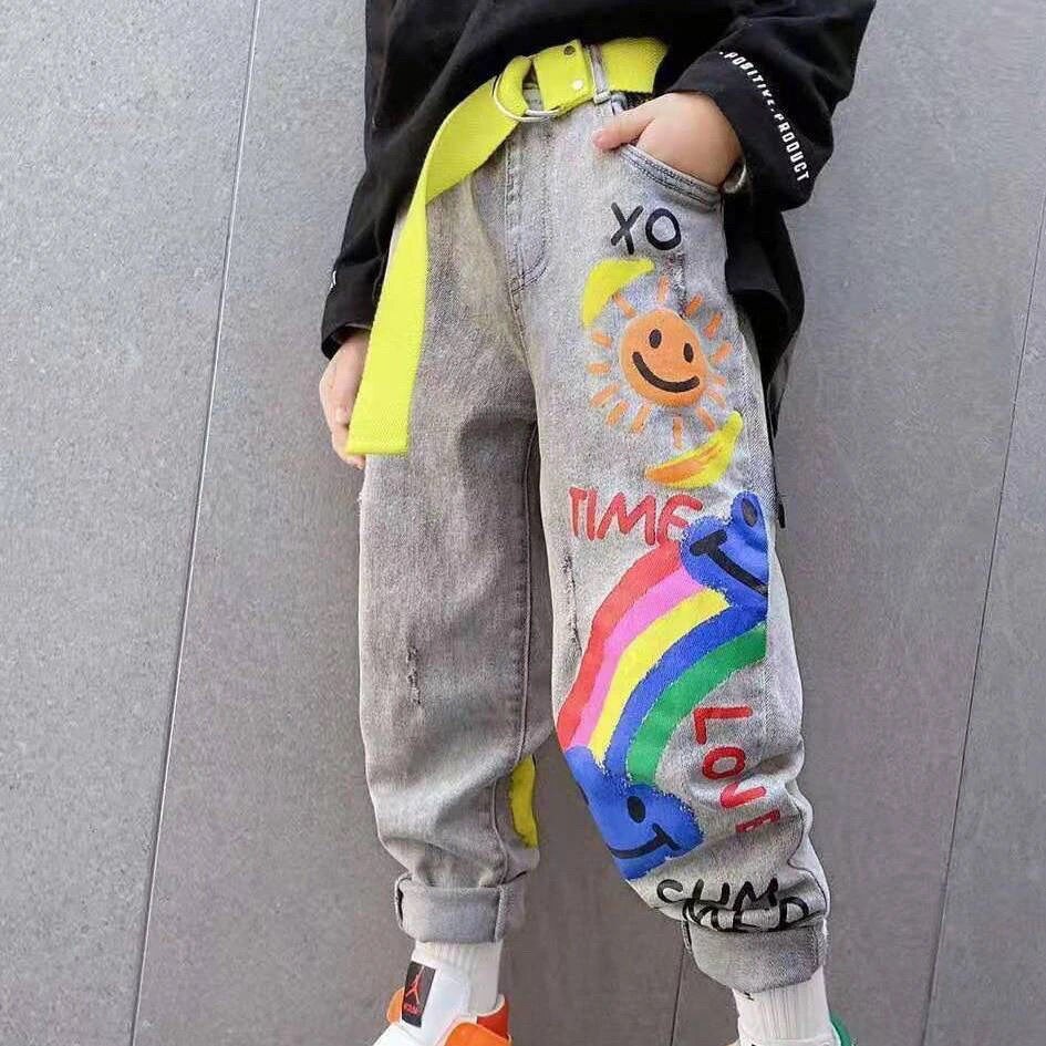 New Funny Head Medium Big Children's Casual Children's Clothing Pants