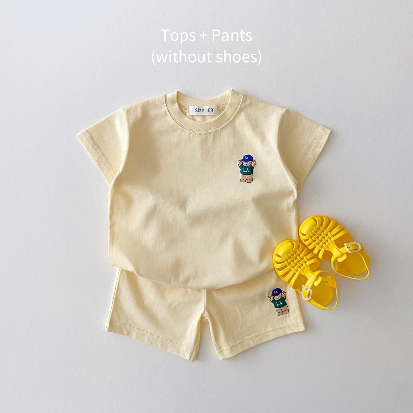 JOSH Summer Embroidered Bear T-shirts + Casual Shorts - GuGuTon