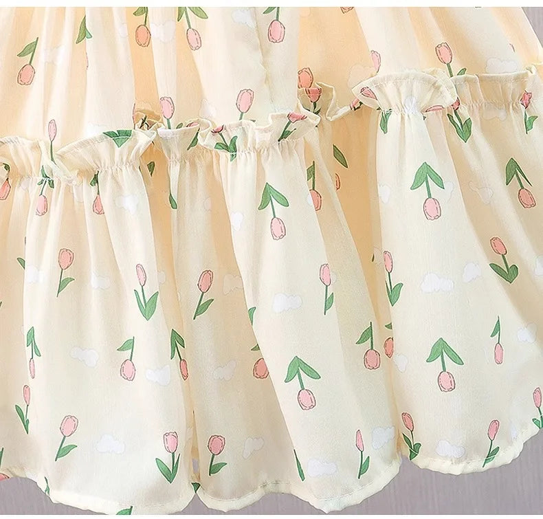 Baby Girl Summer Dress Sweet Floral Pattern Halter Dress Korean Version of The Lovely Baby Girl Princess Dresses