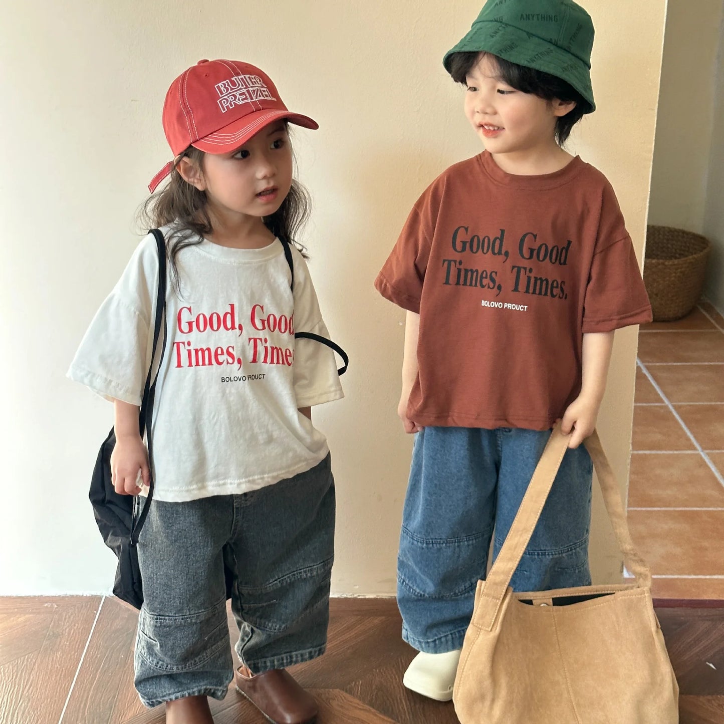 Emma Fashion Loose Children Letter Print Tees Kid Casual
