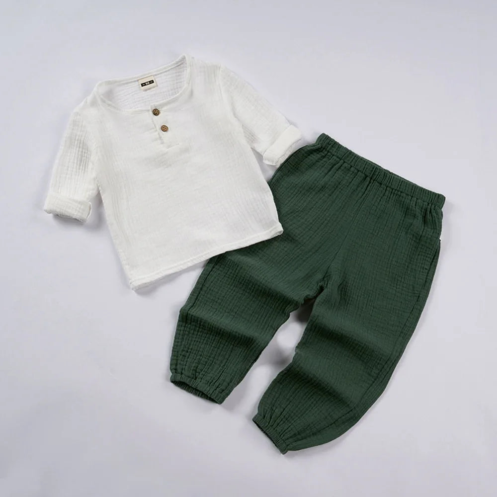 Organic Outfits Cotton Solid Long Sleeve Loose Children Two Piece Set - GuGuTon baby store - Baby Fashion - Toddlers Outfits - Babies Outfits - Toddler Clothes - Kids Clothing - Newborn Clothes - Newborn Wear - Kids Wear - Trending Clothes - Trending Outfits - Fall Fashion - Winter Fashion - Girls Clothes - Boys Clothes - Babies Wear - Kids Accessories - KidsWear - Summer Clothes - Summer Fashion - Summer Trend - Falls Sweaters - Tops - Bottom - Jeans - Blouse - Dresses - Newborn Dresses - Toys