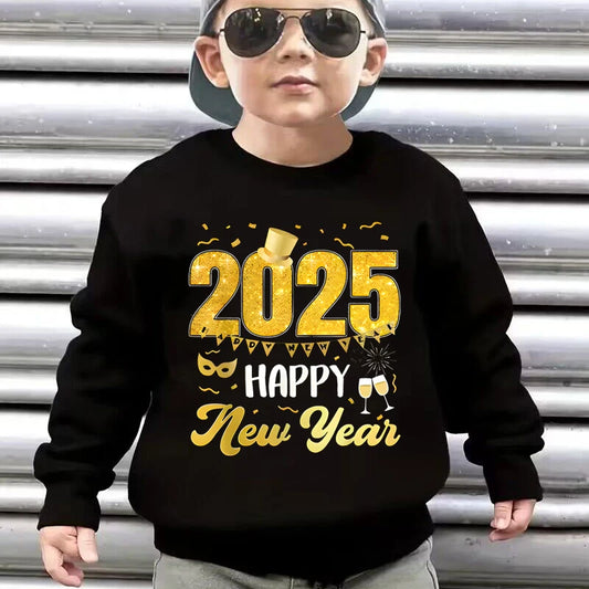 Tony 2025 Happy New Year Print Sweater - GuGuTon baby store - Baby Fashion - Toddlers Outfits - Babies Outfits - Toddler Clothes - Kids Clothing - Newborn Clothes - Newborn Wear - Kids Wear - Trending Clothes - Trending Outfits - Fall Fashion - Winter Fashion - Girls Clothes - Boys Clothes - Babies Wear - Kids Accessories - KidsWear - Summer Clothes - Summer Fashion - Summer Trend - Falls Sweaters - Tops - Bottom - Jeans - Blouse - Dresses - Newborn Dresses - Toys