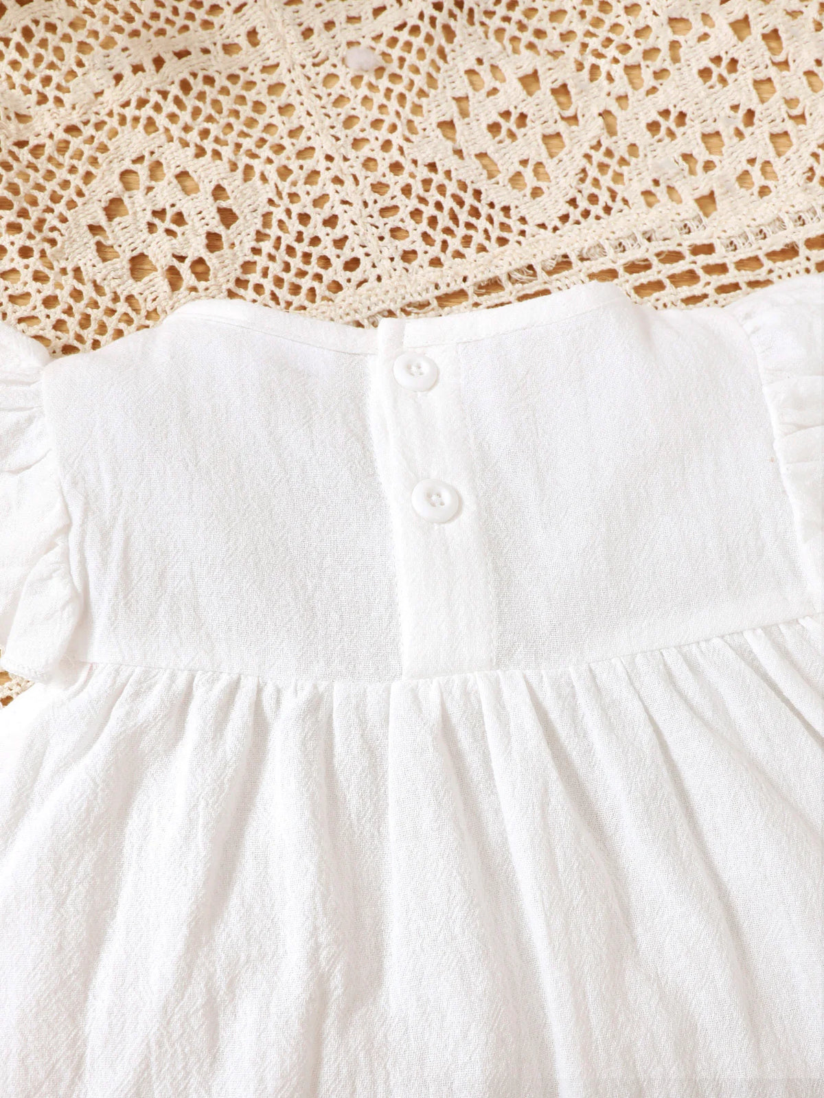 Baby Girl Christening Dress Set round Neck with Little Fly Sleeve Dress And Hat Two-Piece Casual Cute Dress for Girls