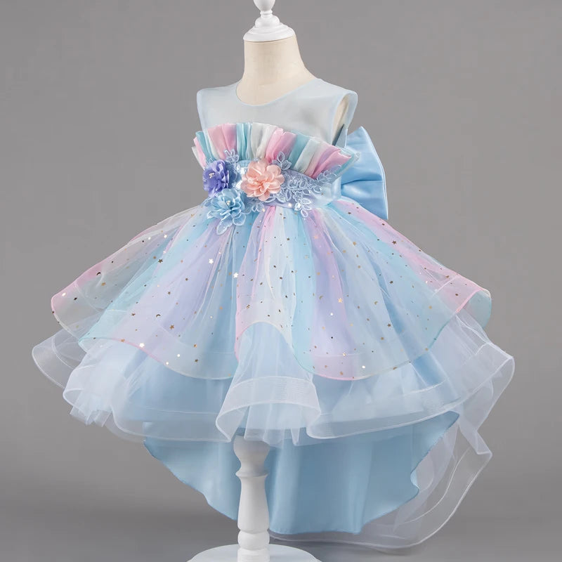 Girls Princess Dresses Tailing Flower Sleeveless Kids Wedding Dresses