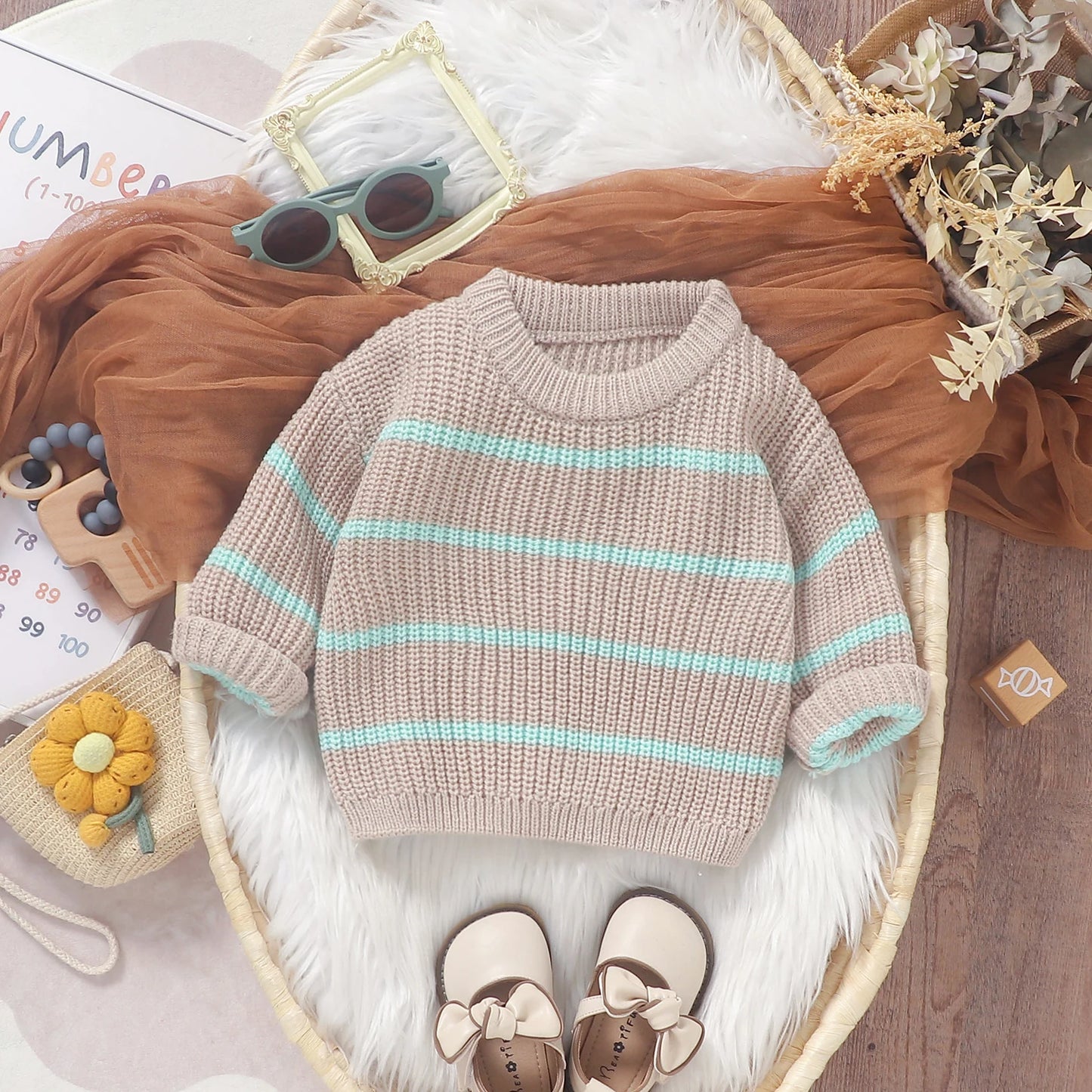 Nabil Striped Newborn Baby Sweater