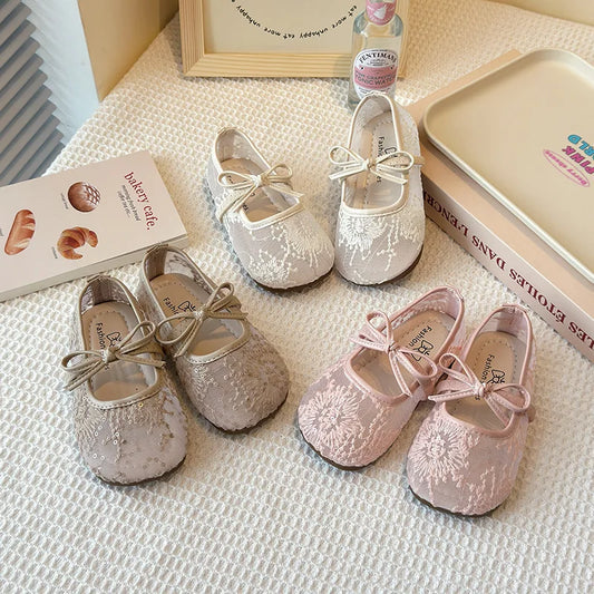 2026 Summer Kids Shoes Girls Sandals Lace Floral Princess Shoes