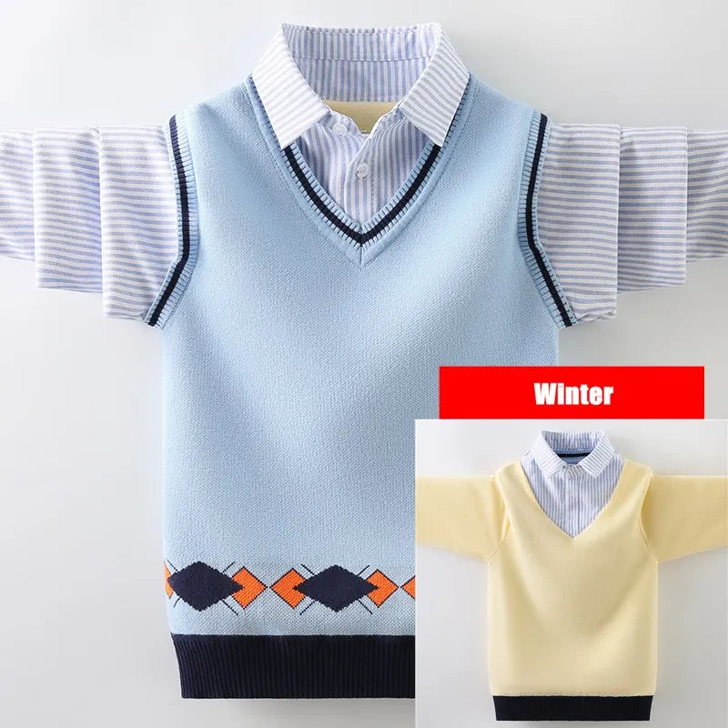 Andres Uniform Turn Collar Vest Sweater