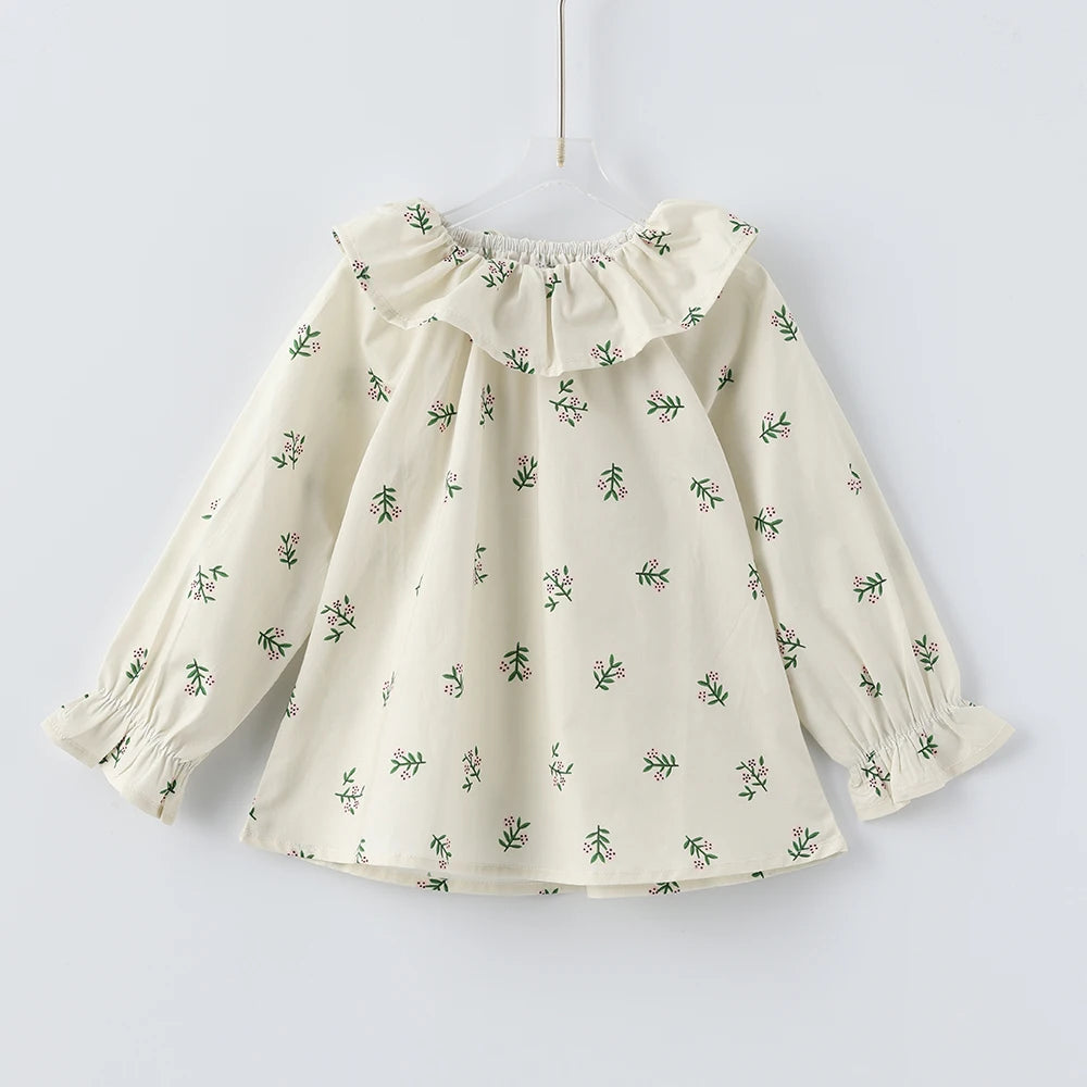 Magnolia Lace Collar Floral Long Sleeve Cotton Top