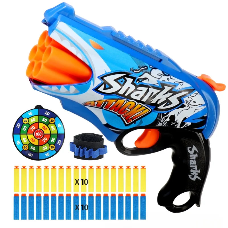 Kids Air Soft Bullet Gun Toys - Graffiti Shark Design